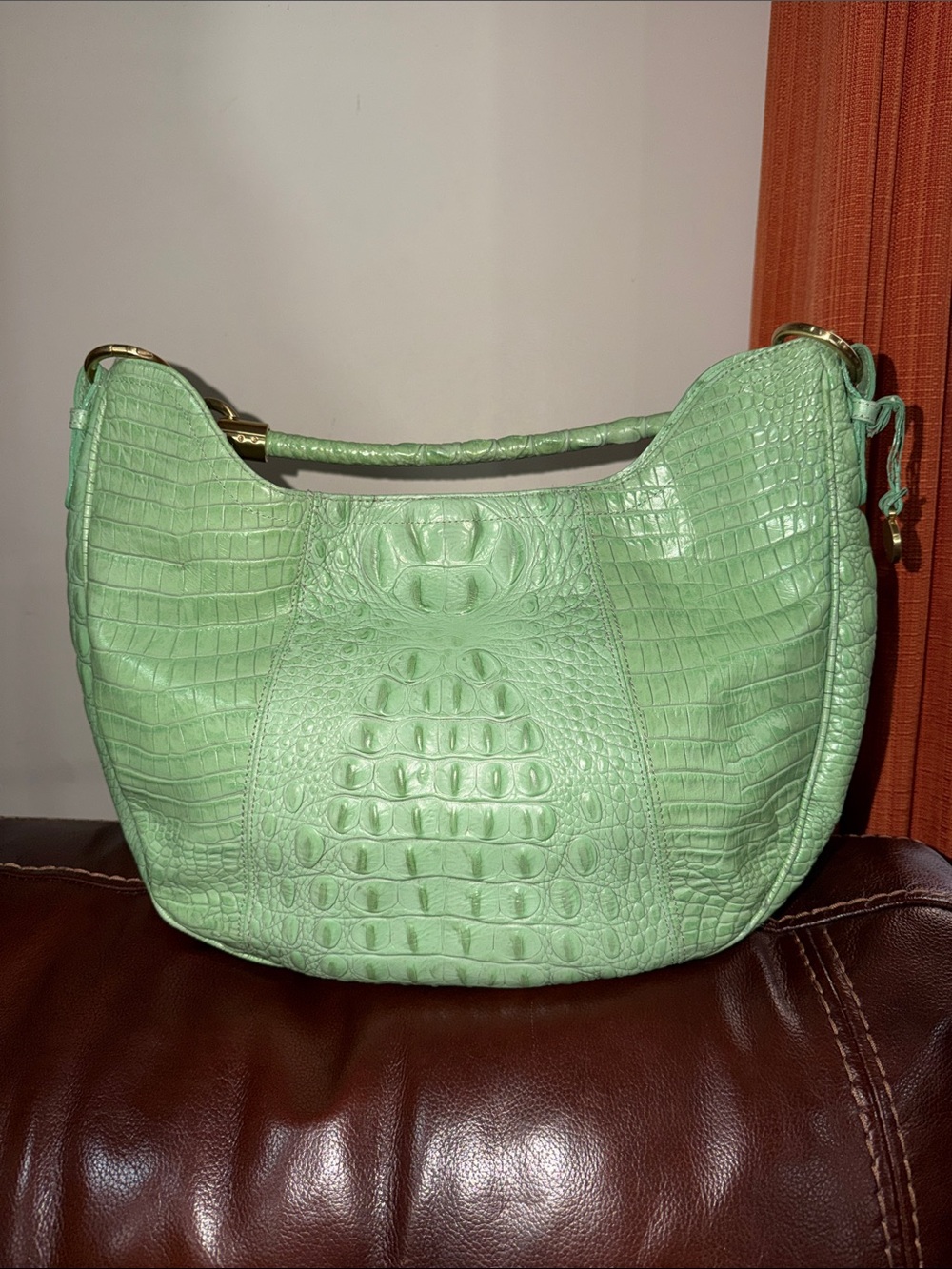 ‼️Brahmin Carmela Seafoam Melbourne Green Leather Shoulder Bag